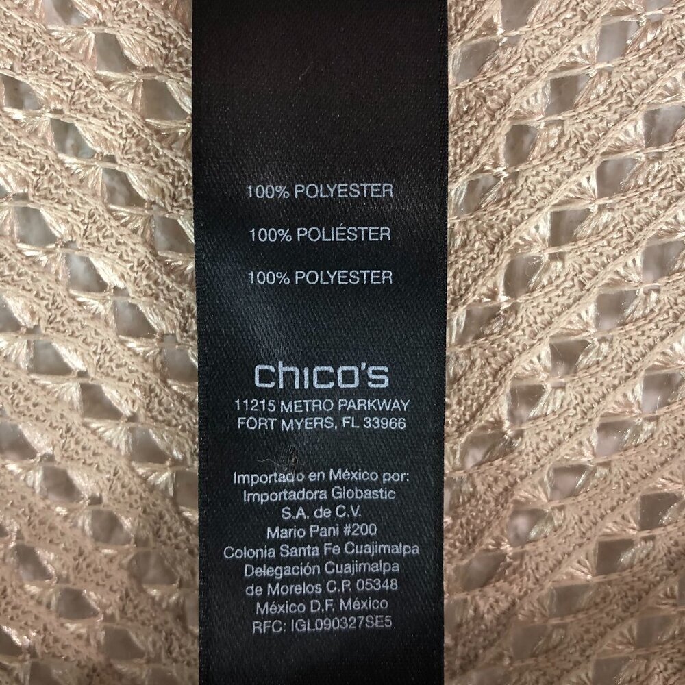Chico's Travelers Gold See Through Knit Blouse Size 1 - Picture 5 of 6